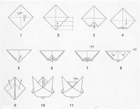 схема оригами - кошка