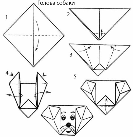 оригами голова собаки