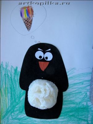 пингвин из бумаги и салфетки