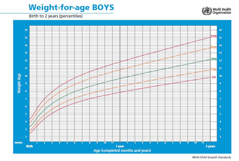 вес мальчиков от рождения до 2 лет